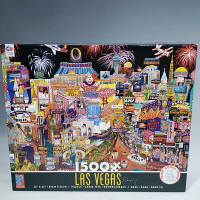 LAS VEGAS 1500 piece Extra Large Jigsaw Puzzle 32" x 24" Used Complete - Image 1 of 4