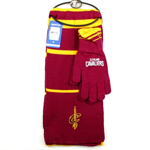 CLEVELAND CAVALIERS KNIT SCARF & GLOVES GIFT SET 2 TONE STRIPE COLORS NWT NEW Cover