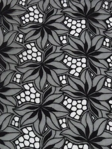 Organdy Embroidered Floral Fabric Black Special Occasion By the Yard - Picture 1 of 2