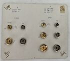 VINTAGE SALES SAMPLE SEWING  Gold Silver METAL BUTTON Card Collection BGE