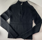 Metropolis Couloir Cable-Knit Sweater 1/4 Zipper Pullover Black Women's Size S