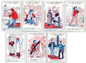 Puss N' Boots (Au Chat Botte) French Shoe Store Trade Card Humor Lot of (7) - Picture 1 of 15