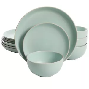 Gibson Home Rockaway 12-Piece Stoneware Dinnerware Set - Teal - Picture 1 of 5