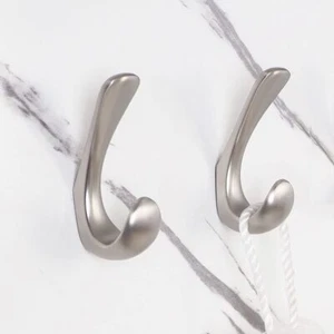 2 Pack Towel Hooks For Bathrooms Wall Mounted Brushed Nickel Bathroom Hooks For - Picture 1 of 7