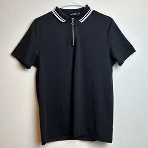 Asos Shirt Men's Medium Polo Black Short Sleeve Preppy Classic Casual Office - Picture 1 of 9