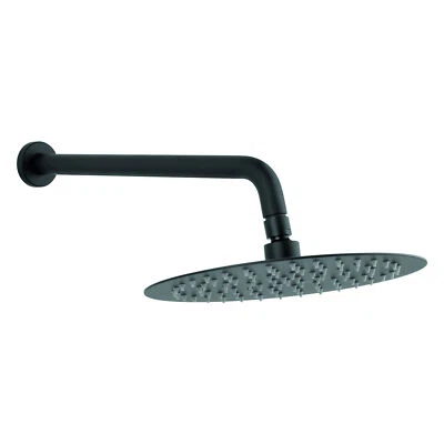 Regenduschkopf Duschkopf Regendusche 250mm Rund komplett mit Duscharm Schwarz - Bild 1 von 2