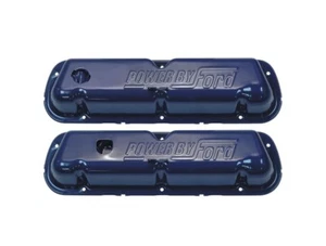 1962-95 POWER BY FORD DARK BLUE STEEL OE STYLE VALVE COVERS 260 289 302 347 351W - Picture 1 of 1