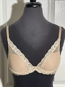 SUJETADOR NATORI 730023 PLUMAS CONTORNO INMERSIÓN CAFÉ TALLA 30B NUEVO CON ETIQUETAS - Imagen 1 de 6