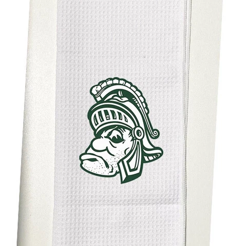 Michigan State Spartans Golf Towel, 12 x 20, with carabiner, White Cover