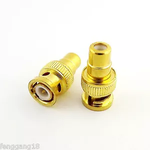 10pcs BNC Male to RCA Female Straight Video Adapter Gold RF Coax CCTV Connector - Picture 1 of 5