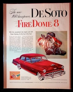 1953 DeSoto Fire Dome 8 160 PS rote Limousine Motor Kunst Vintage Druck Anzeige - Bild 1 von 1