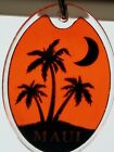 Hawaii Souvenir Lucite Keychain Keyring Half Moon And Palmtrees