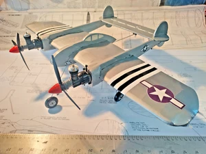 Control Line Airplane Model Cox 049 P38 Lightning Almost Ready To Fly - Picture 1 of 14