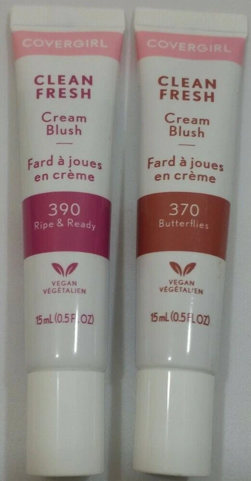 Rubor crema fresco limpio Covergirl ~ Lote de 2~370 mariposas y 390 maduras y listas Foto 1 de 4