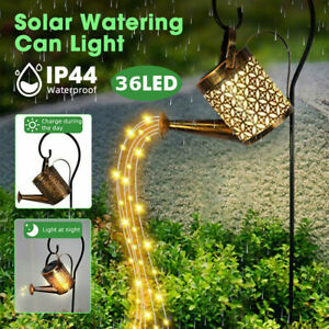 LED Solar Leuchte Gießkanne Deko-Kanne 36x LED Wasserfall für Garten Außen Lampe