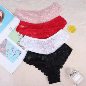 5 Packs Lot Underwear Intimates Women Lace Sheer Panties Briefs High Cut Sexy - Foto 1 di 14