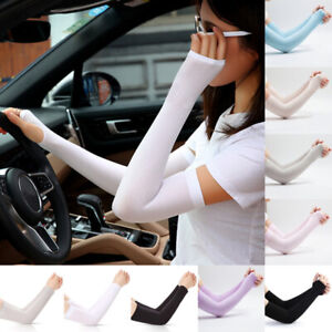 UV Sun Protection Cooling Long Arm Driving Half Finger Gloves Sleeve Sports LOT