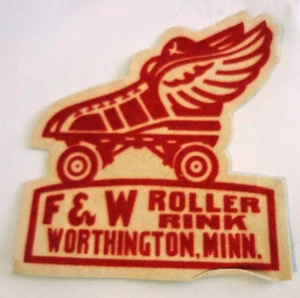 Parche de patinaje sobre ruedas de colección F&W Worthington MN años 40-50 - Imagen 1 de 3