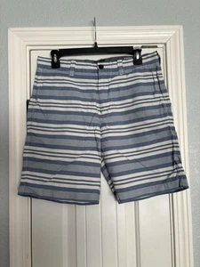 J. Crew Mens Shorts Size 31 Blue White Striped Cotton Chino Casual Flat Front - Picture 1 of 7