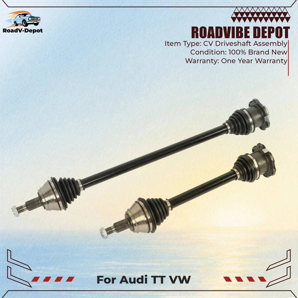 For Audi TT VW Jetta 1998-2005 Beetle 1999-2006 2PC Front CV Axle Shaft Foto 1 de 4