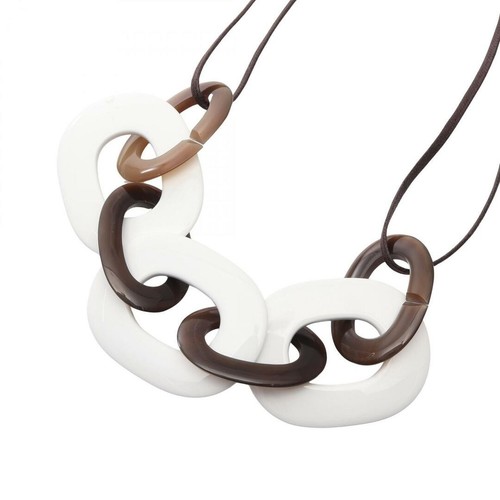 HERMÈS Hermes Caramba Collana Gioielli Pelle Corno di Bufalo Legno Laccato Sopracciglia Donna