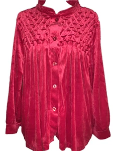 Chaqueta de cama Only Necessities terciopelo rojo 3X botones delanteros ropa de salón ajustada - Imagen 1 de 5