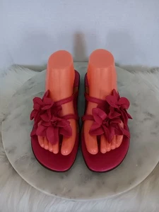 BOC Born Concept Damen 8 Zehentrenner Pantolette Sandale Blumen Rosa Leder Riemchen Slipper - Bild 1 von 15