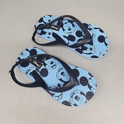 NWOT Baby Gap Disney Blue Mickey Mouse Flip Flops Shoes Toddler 9/10 Back Strap - Image 1 of 4