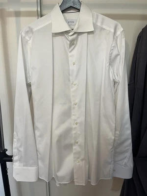 Eton Slim Men's White Twill Cotton Dress Shirt Long Sleeve, Size 42 (16.5) - Image 1 of 4