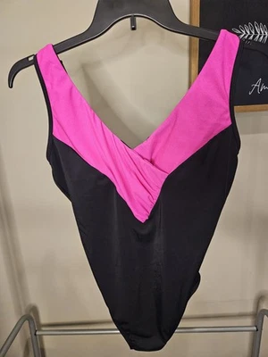 One Piece Longitude Swimsuit for Women Size 14   Black and Pink Colorblock - Image 1 of 4