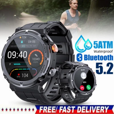 Herren Smartwatch Fitness Tracker mit Telefonfunktion, Blutdruckmessung Puls DE - Bild 1 von 4