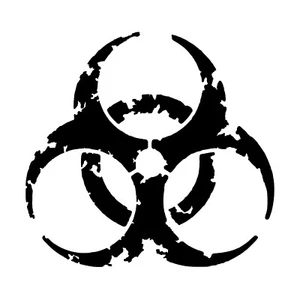 Biohazard Sticker - Distressed Biohazard Symbol Sticker - Select Color and Size - Picture 1 of 10