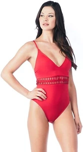 Kenneth Cole Women's 175165 Weave Your Own Way Plunge Mio Spice One Piece Size M - Picture 1 of 2