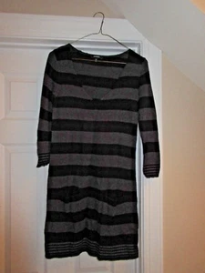 DRESS - Express - 3/4 Sleeve - Sweater - Black/Gray stripe - Sz Small - Picture 1 of 5