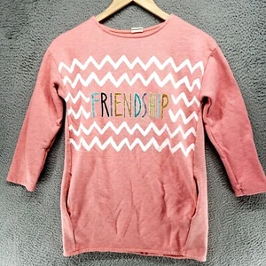 Zara Pink Friendship Sweatshirt Pockets Girls Size 4 Winter Spring Fall Graphic - Picture 1 of 15