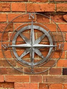Compass Metal Garden Outdoor Wall Art Plaque 54cm Diameter - Picture 1 of 6