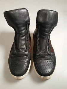 KRIS VAN ASSCHE SNEAKERS Black Leather Brown Tan Sz 42 - Picture 1 of 20