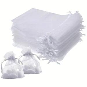 20 Organza Beutel Organzasäckchen Schmuck Beutel Gastgeschenke 7x9 Säckchen Weiß - Bild 1 von 3