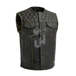 Anaaz Gilet Uomo Moto Pelle Biker Touring Gilet Avventura Gilet - Foto 1 di 6