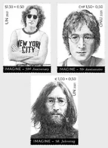 Estampillas tributo a John Lennon 2021 de las Naciones Unidas - Las 3 oficinas - MNH - Imagen 1 de 1
