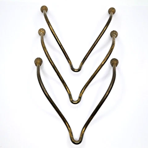 Antique COAT TREE Hat Rack Brass tone HOOKS Arts & Crafts mcm acorn lot of 3 Cover