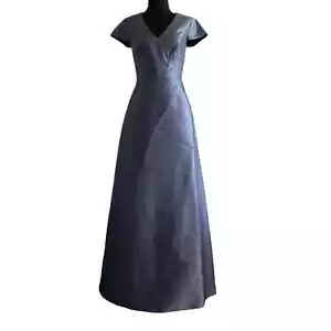 Alfred Sung Dress Size 0 Sateen Twill With Capsleeve Silverstone D779 - Picture 1 of 13