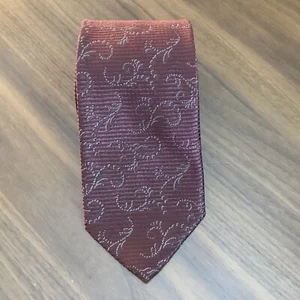 Ermenegildo Zegna Designer  Tie Made In Italy Red And Silver Floral Woven - Picture 1 of 10