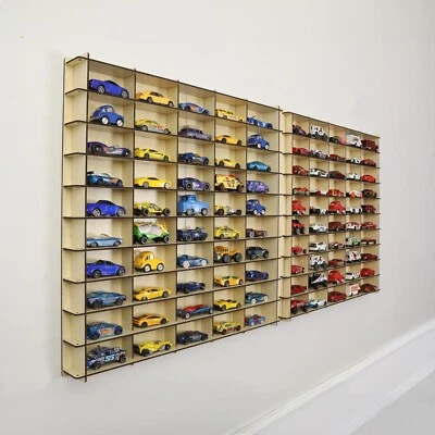 1:64Toy Car Wall Shelf, Hotwheels, Matchbox Compatible Display Case for 100 Cars - Image 1 of 4