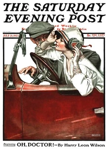 Reproducción de portada de Giclee estampado de Saturday Evening Post 1923 paseo en coche - Imagen 1 de 1