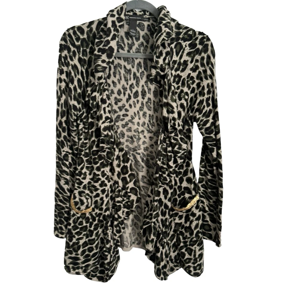 Cárdigan International Concepts Talla Grande Verde Estampado Multi Animal Mujer Sudador Foto 1 de 4