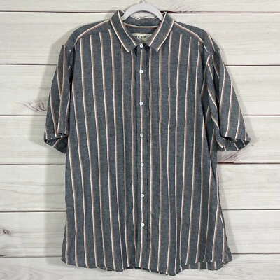 Line Of Trade Linen Blend Shirt Mens Size XXL Gray Orange Button Front Casual. - Image 1 of 4