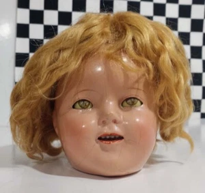 Composition HEAD for Shirley Temple Doll Ideal over 11"Circumference Orig Mohair - Picture 1 of 6