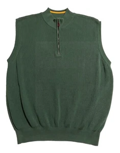 Chaleco Suéter Pullover Para Hombres T Harris London 9” Cremallera 100% Algodón Verde Talla XL - Imagen 1 de 13