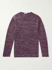 Inis Meain Melange Sweater Linen Purple Rolled Edge Small